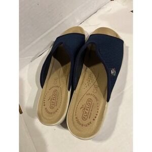 Fly Flot Womens Navy Blue Mesh Slide Sandals Made in Italy Anatomic Size 40